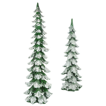 Snowy Pine Tree Figure | Set of 2