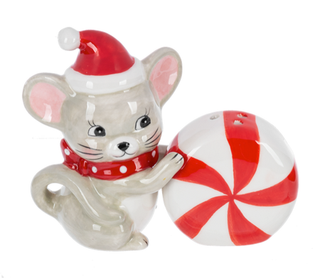 Mouse with Peppermint | Salt and Pepper Shaker Set (2 pc. set)