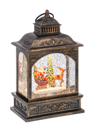 LED Light Up Shimmer Santa in Sleigh Lantern