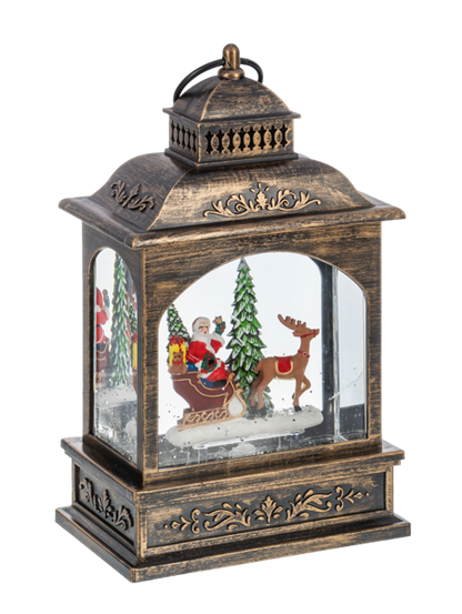 LED Light Up Shimmer Santa in Sleigh Lantern