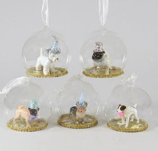 Dog Globe Glass Ornament