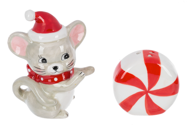 Mouse with Peppermint | Salt and Pepper Shaker Set (2 pc. set)