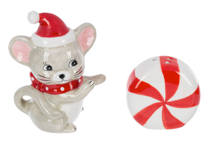 Mouse with Peppermint | Salt and Pepper Shaker Set (2 pc. set)