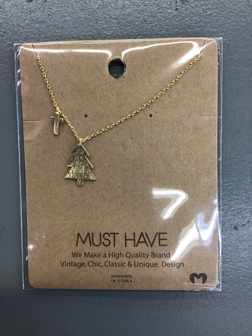 Gold Christmas Tree Necklace