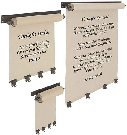 Hanging Note Roll with 4 Clips in Antique Brass