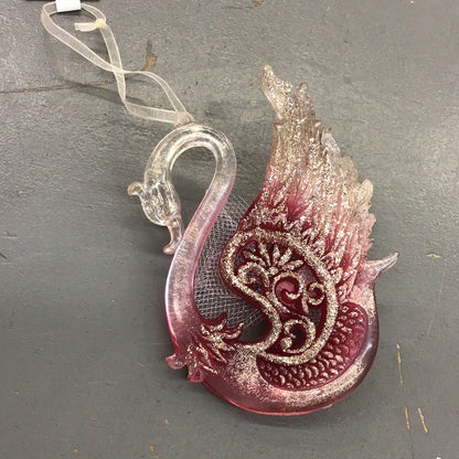 Kurt Adler Burgundy Swan Ornament