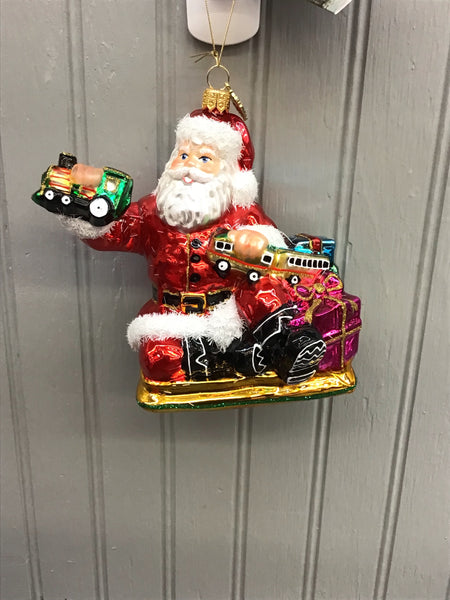 Huras Family Santa with Toy Train Ornament