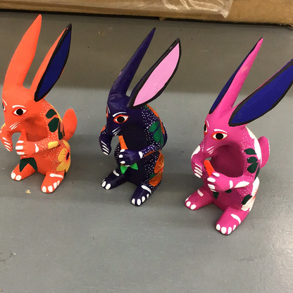 Oaxacan Wood Carving Bunny with Carrot