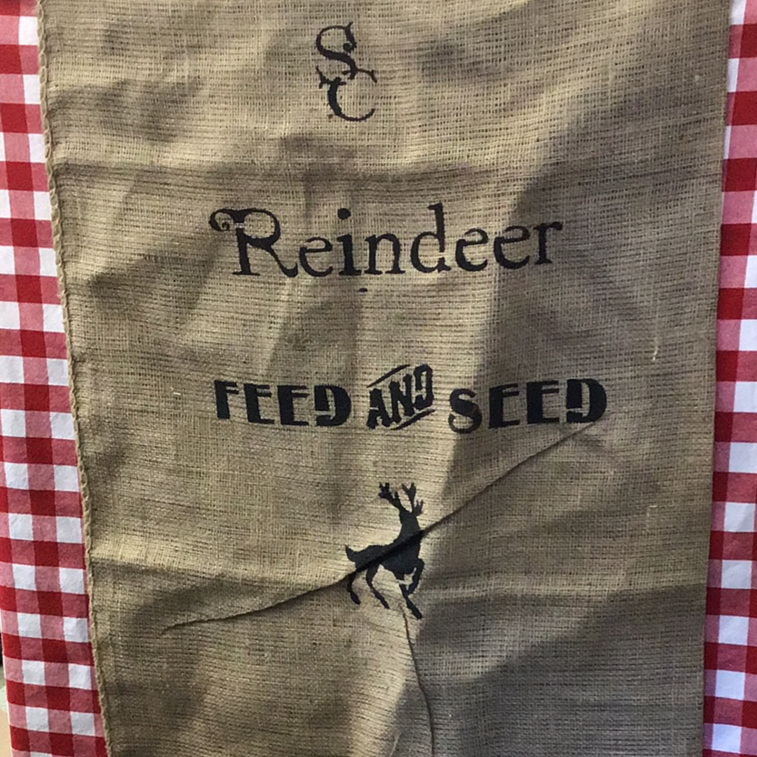 Burlap Reindeer Feed and Seed Christmas Bag