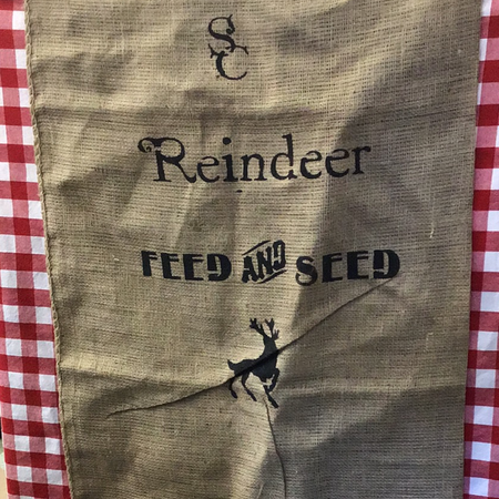 Burlap Reindeer Feed and Seed Christmas Bag