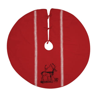 C&F Stag Feed Sack Red Tree Skirt