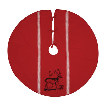 C&F Stag Feed Sack Red Tree Skirt