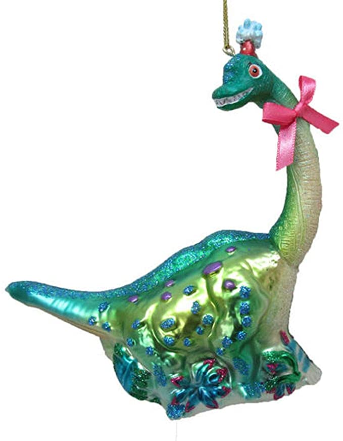December Diamonds Dino Pink Bow Ornament