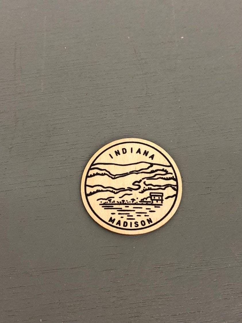 Madison Indiana Wood Crest Sticker