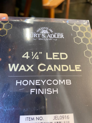 Kurt Adler 4 1/2” LED Candle - Honeycomb Finish