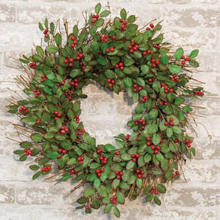 Holly Wreath With Berry, 22"