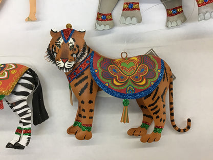 C&F Tin Boho Circus Animal Ornaments Assorted