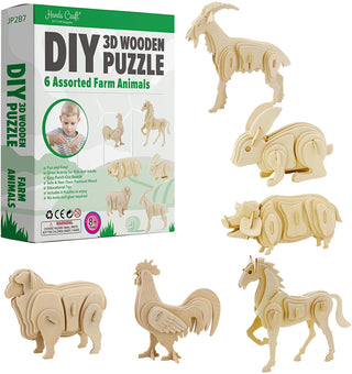 DIY 3D Wooden Puzzle: Farm Animals