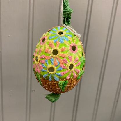 Austrian Hand Painted Egg- Basket of Flowers