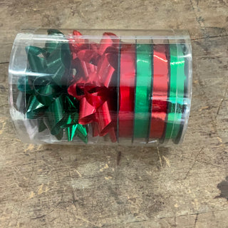 6ct Dark green and Red Christmas Bows and Ribbon