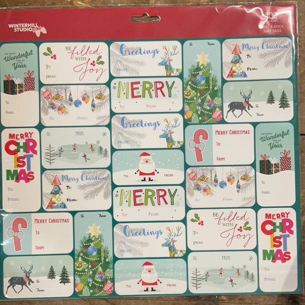 100pc Peel + Stick Gift Tags