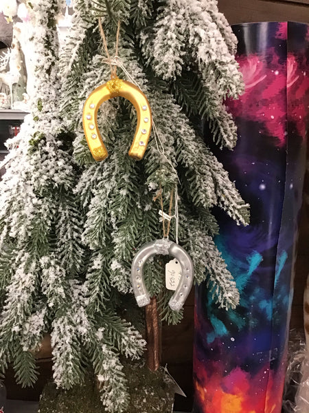Gold/Silver Blown Glass Horseshoe Ornament