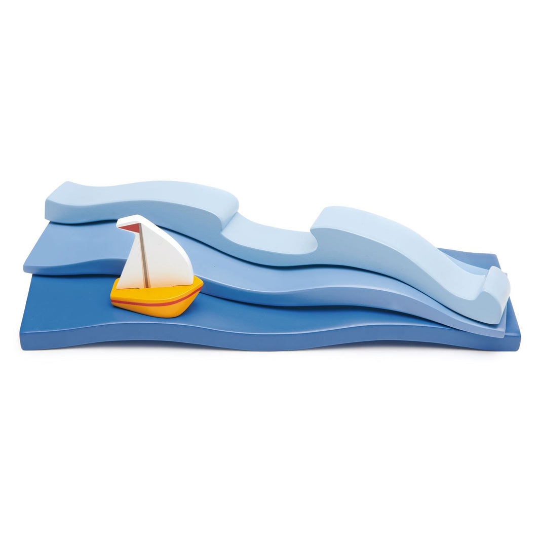 Blue Water Wooden Sailboat Toy