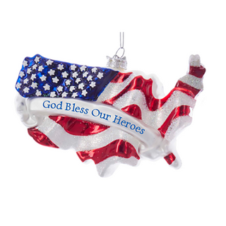 God Bless our Heroes Glass Ornament