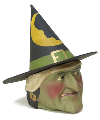 Green Witch Paper Mache Candy Bucket