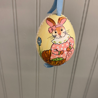 Austrian Hand Painted Egg - Bunny In Pink Dress