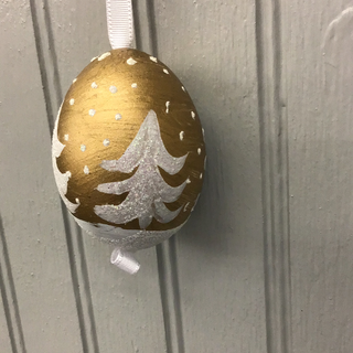 Austrian Hand Painted Gold Egg with White Trees- 47601