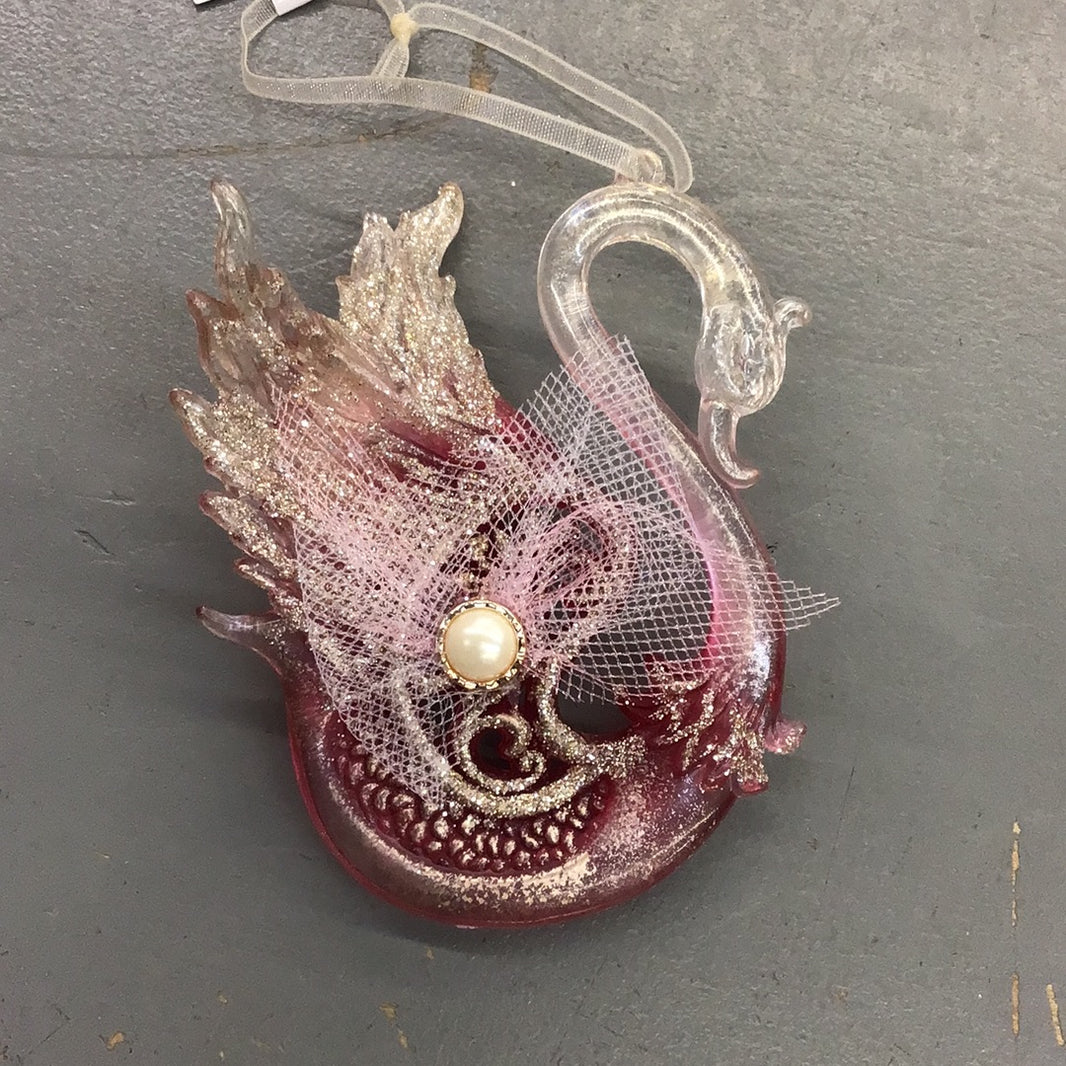 Kurt Adler Burgundy Swan Ornament
