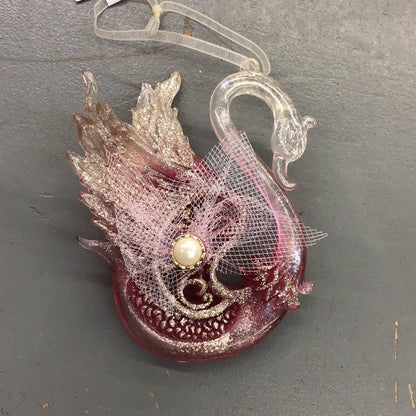 Kurt Adler Burgundy Swan Ornament