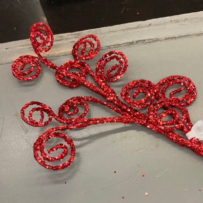 Regency Red Curled Glitter Pick 33.5"