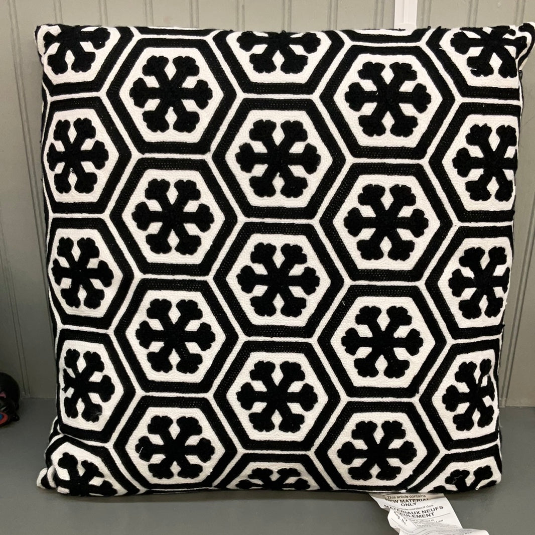 Melrose Black and White Snowflake Pillow