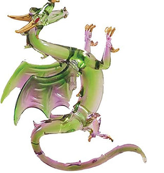 Glass Flying Green and Purple Dragon Ornament