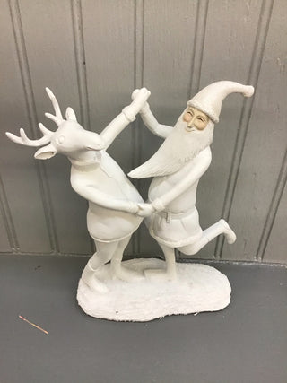 Dancing Reindeer & Santa Figurine