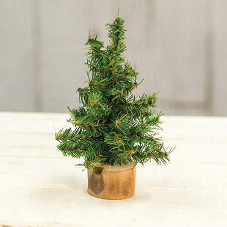 6” Mini Faux Christmas Tree With Wooden Base