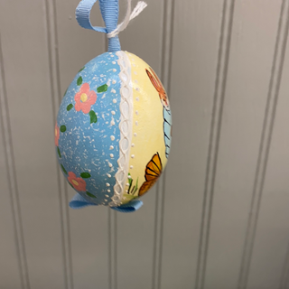 Austrian Hand Painted Egg Bunny with Baby