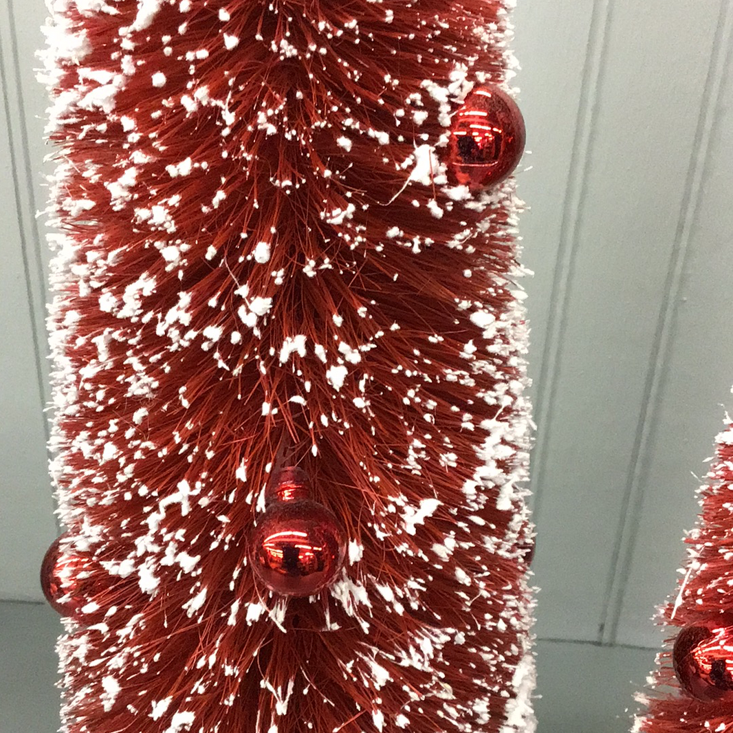 Frosted Red Bottle Brush Tree