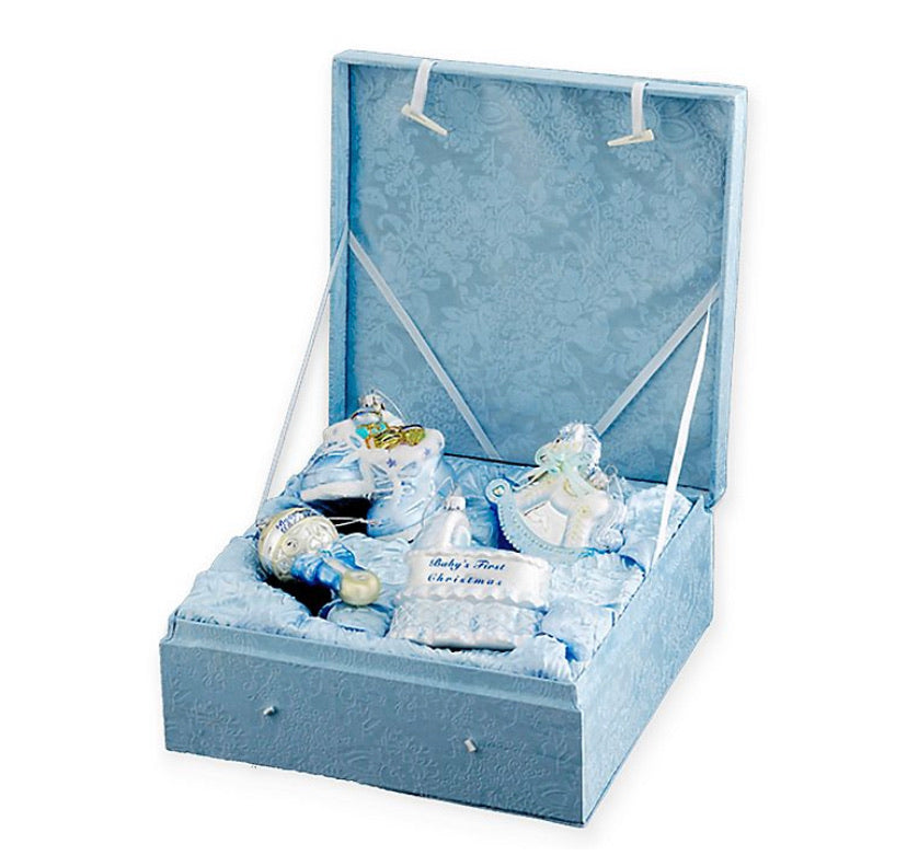 Kurt Adler Noble Gems 4-Piece Glass Baby Boy Ornament Set