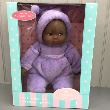 Madame Alexander- 12” My First Baby Doll In Lavender Dark Skin Tone