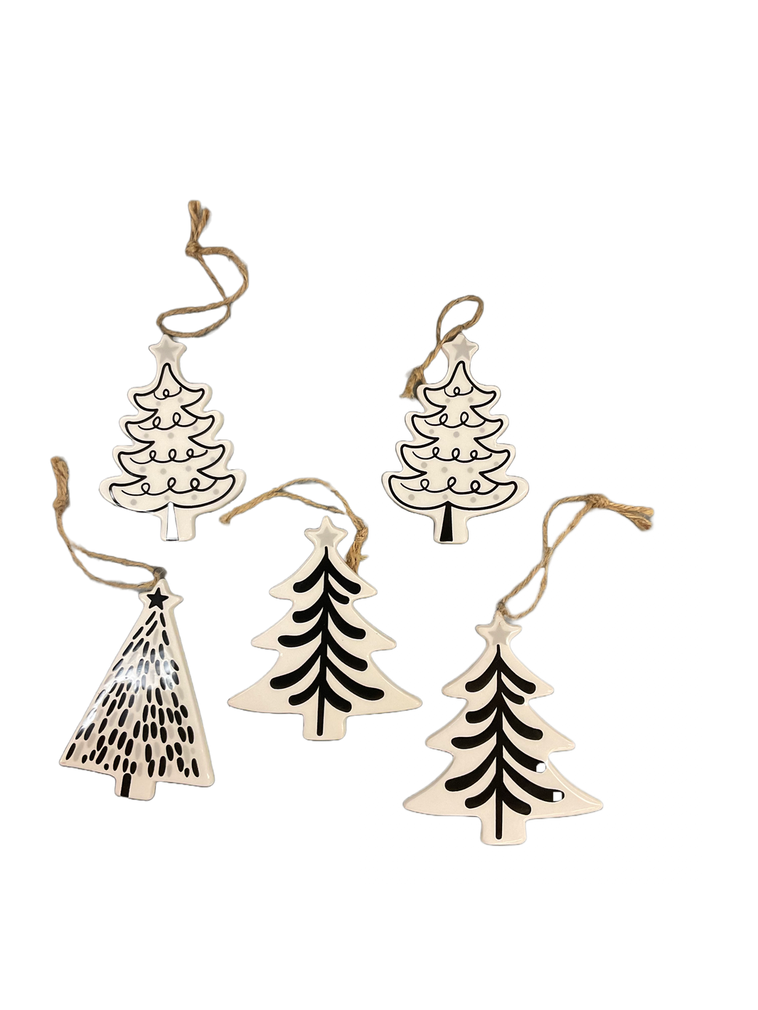 Black and White Ceramic Tree Ornament