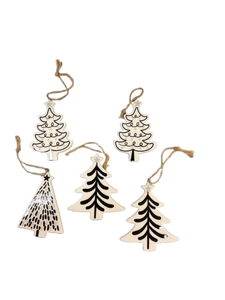 Black and White Ceramic Tree Ornament