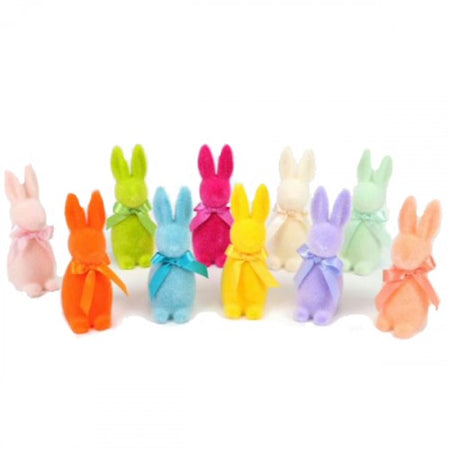 6” Flocked Mini Button Nose Bunny
