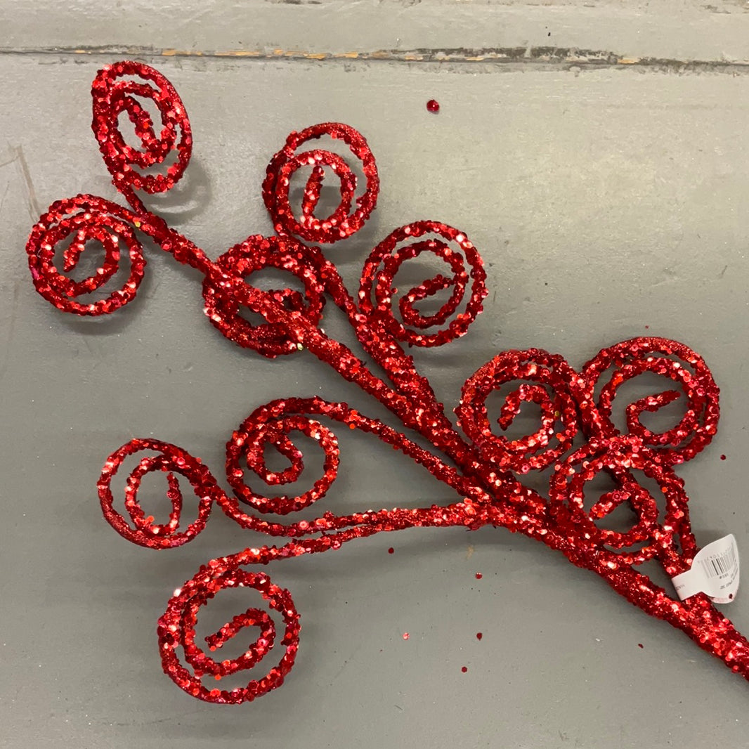 Regency Red Curled Glitter Pick 33.5"