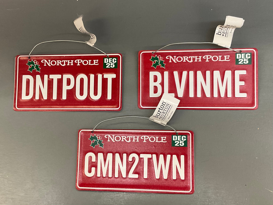 Santa Tin License Plate Ornament