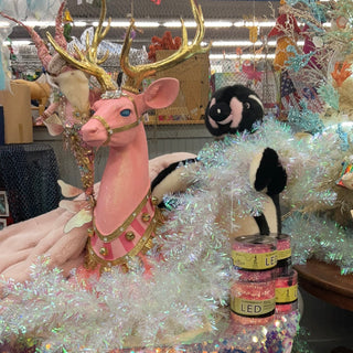 45" Pink Glitter Reindeer Planter **SPECIAL SHIPPING INFO . PLEASE READ DESCRIPTION