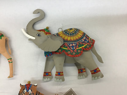 C&F Tin Boho Circus Animal Ornaments Assorted