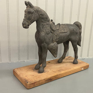 Estate Pre Owned Cast Iron Horse on Wood Stand